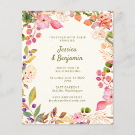 Lámina Invitación a la boda floral de color acuático de p