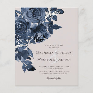 Lámina Invitación a la boda floral de color azul de presu