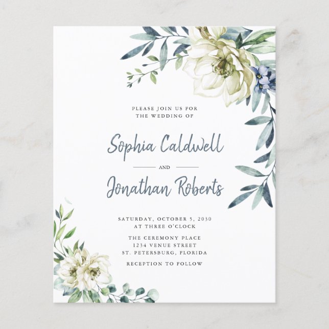 Lámina Invitación a la boda floral de eucalipto (Anverso)