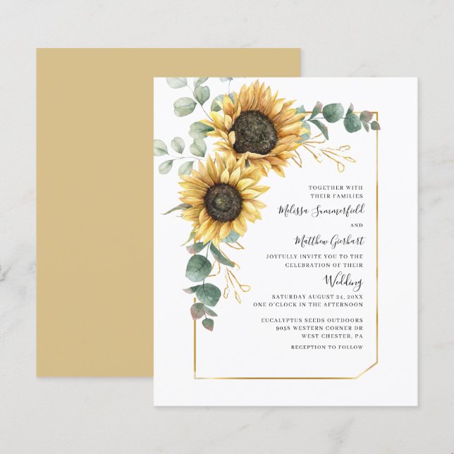 Lámina Invitación a la boda floral de eucalipto de giraso (Anverso / Reverso)