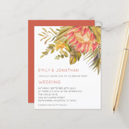 Lámina Invitación a la boda floral de follaje tropical de
