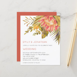 Lámina Invitación a la boda floral de follaje tropical de