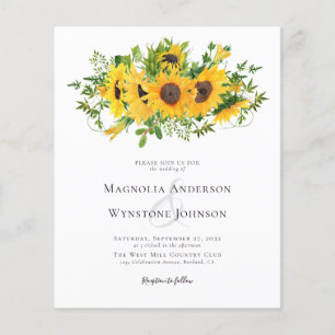 Lámina Invitación a la boda floral de girasol rústico pre