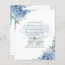 Lámina Invitación a la boda floral de Hydrangea azul mode