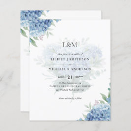 Lámina Invitación a la boda floral de Hydrangea azul mode