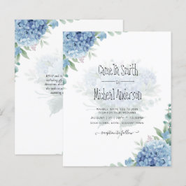 Lámina Invitación a la boda floral de Hydrangea azul mode