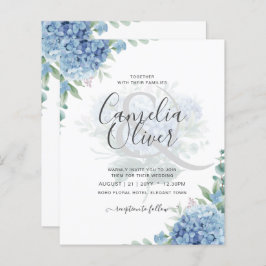 Lámina Invitación a la boda floral de Hydrangea azul mode