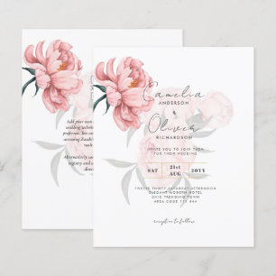 Lámina Invitación a la boda floral de jóvenes rosados de 