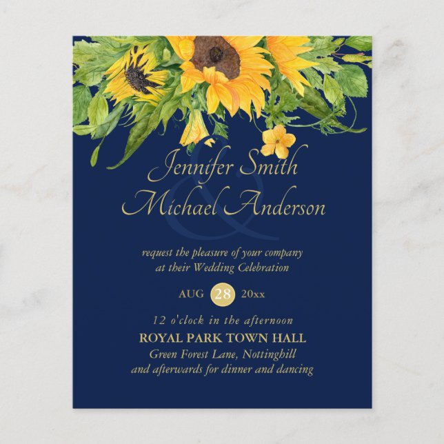 Lámina Invitación a la boda floral de la marina de Sunflo (Anverso)