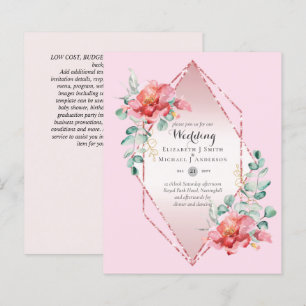 Lámina Invitación a la boda floral de la rosa roja de baj