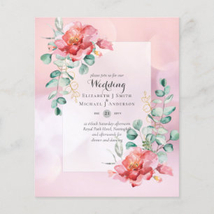 Lámina Invitación a la boda floral de la rosa roja de baj