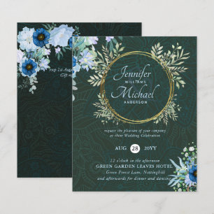 Lámina Invitación a la boda floral de la sabana azul turq