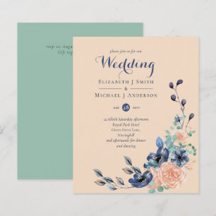 Lámina Invitación a la boda floral de la sabana de coral 
