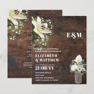 Lámina Invitación a la boda floral de LeahG Rustic Calla 