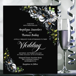 Lámina Invitación a la boda floral de Moody Black