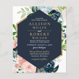 Lámina Invitación a la boda floral de oro de la Marina de