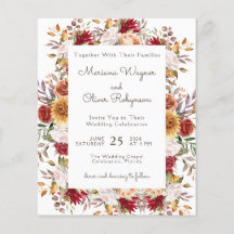 Invitación a la boda floral de otoño con presupues