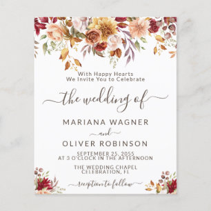 Lámina Invitación a la boda floral de otoño romántica