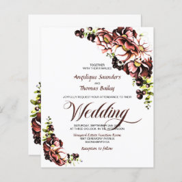 Lámina Invitación a la boda floral de otoño rústico presu