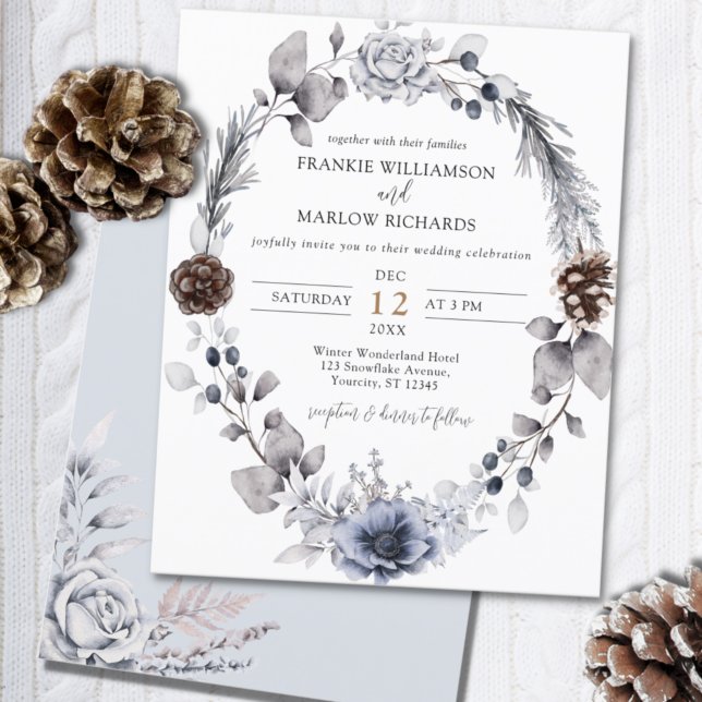Lámina Invitación a la boda floral de pino de invierno co (Subido por el creador)
