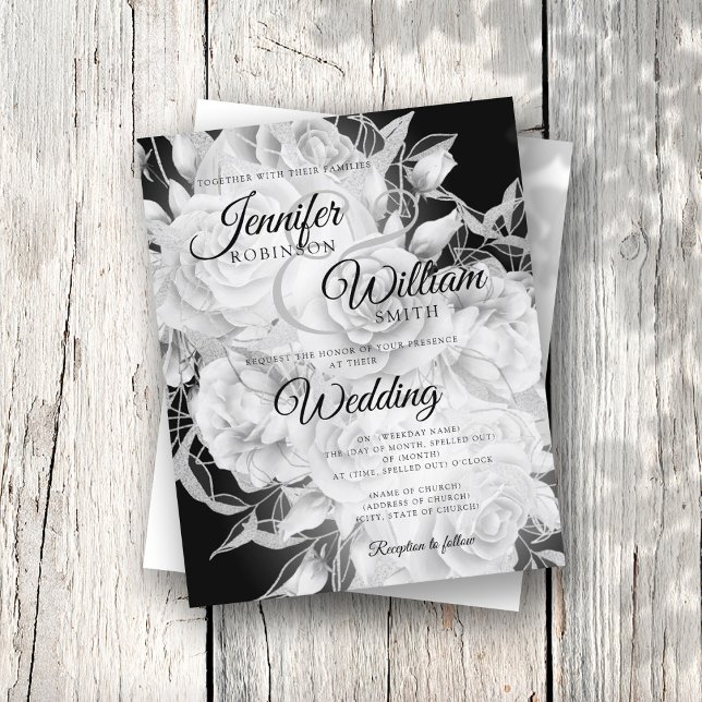 Lámina Invitación a la boda floral de presupuesto - Blanc (Subido por el creador)