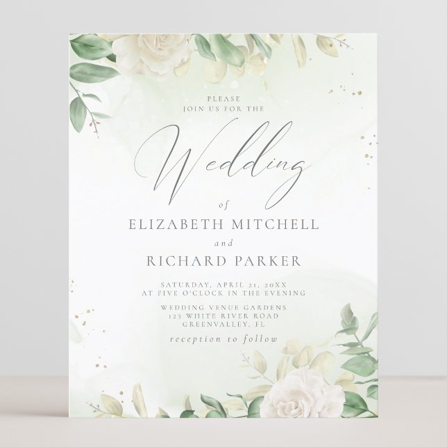 Lámina Invitación a la boda floral elegante y económica (Subido por el creador)