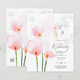 Lámina Invitación a la boda floral LeahG Pink Calla Lily