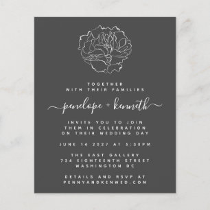Lámina Invitación a la boda floral mínima mínima blanca c