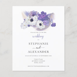 Lámina Invitación a la boda floral púrpura del presupuest