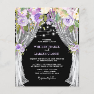 Lámina Invitación a la boda floral púrpura del presupuest