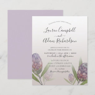 Lámina Invitación a la boda floral púrpura moderna de pre