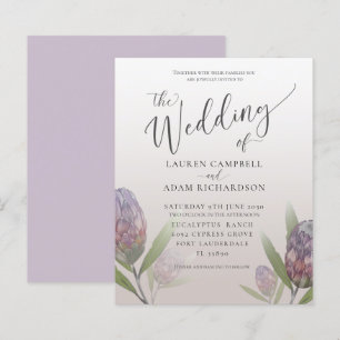 Lámina Invitación a la boda floral púrpura moderna de pre