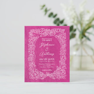 Lámina Invitación a la boda floral rosa brillante con pre
