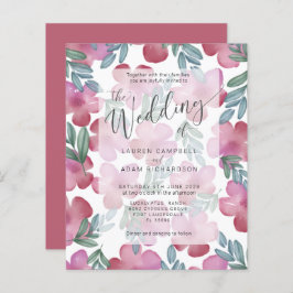 Lámina Invitación a la boda floral rosa del Boho de presu