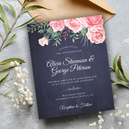 Lámina Invitación a la boda floral rosa rosada de la mari