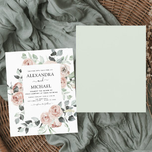 Lámina Invitación a la boda floral rosa y turbia