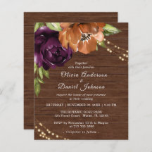 Invitación a la boda floral rústica de madera pres