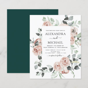 Lámina Invitación a la boda floral verde esmeralda