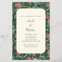 Invitación a la boda floral verde y rústica del pr