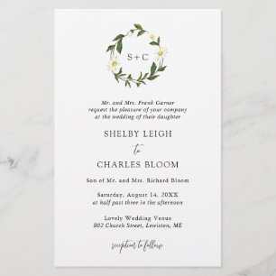 Lámina Invitación a la boda formal con presupuesto floral