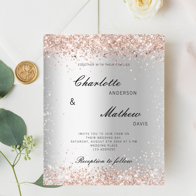 Lámina Invitación a la boda formal con presupuesto rosa d (Subido por el creador)