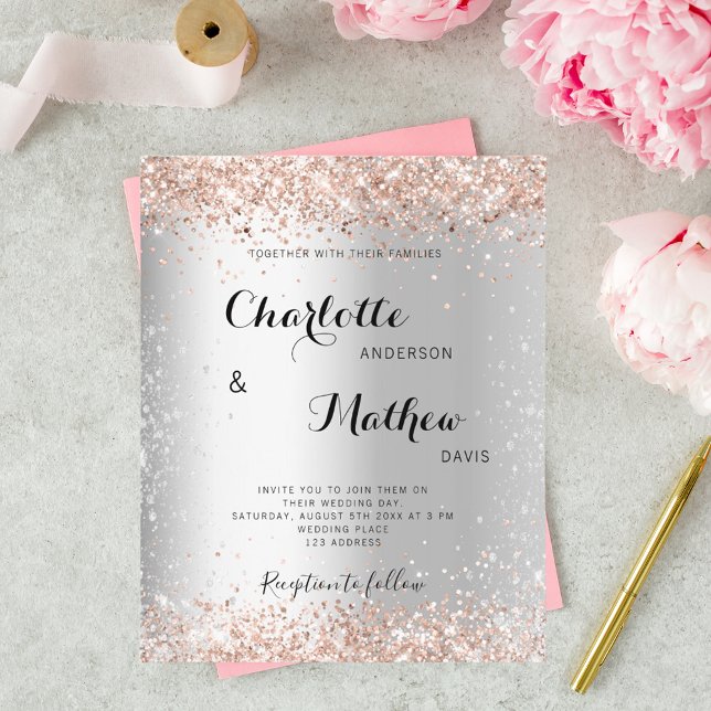 Lámina Invitación a la boda formal con presupuesto rosa d (Subido por el creador)
