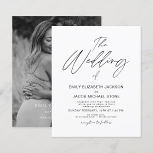 Lámina Invitación a la boda fotográfica blanca y negra de