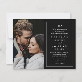 Lámina Invitación a la boda fotográfica blanca y negra de
