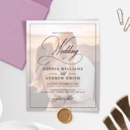 Lámina Invitación a la boda fotográfica blanca y negra de