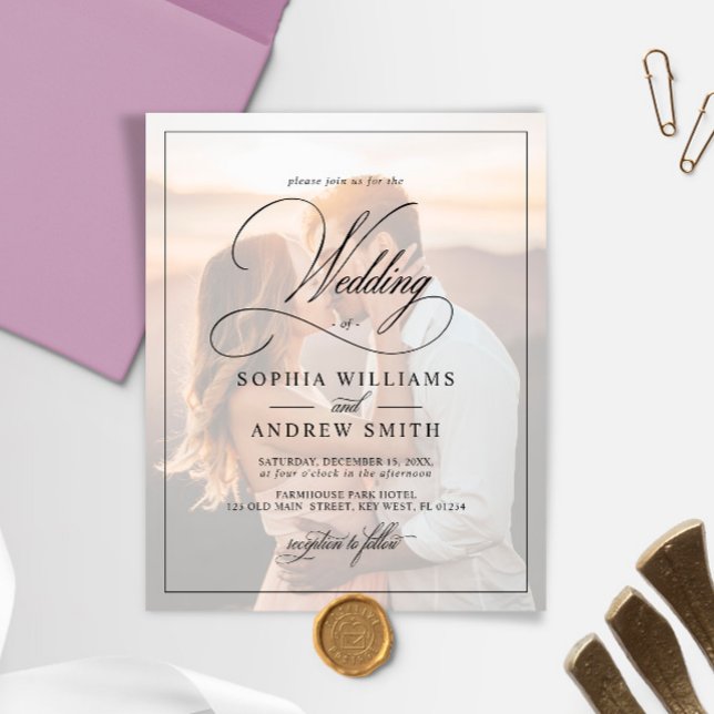 Lámina Invitación a la boda fotográfica blanca y negra de (Subido por el creador)