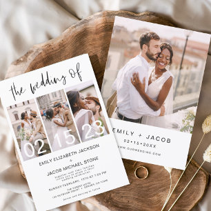 Lámina Invitación a la boda fotográfica blanca y negra de