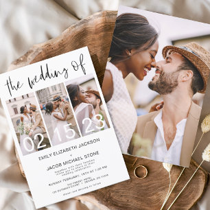 Lámina Invitación a la boda fotográfica blanca y negra de
