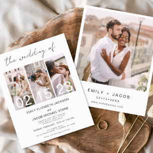 Lámina Invitación a la boda fotográfica blanca y negra de