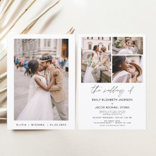 Lámina Invitación a la boda fotográfica blanca y negra de